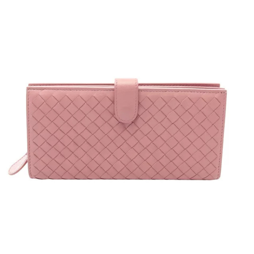 Bottega Veneta Intrecciato Bifold Long Wallet Leather Pink